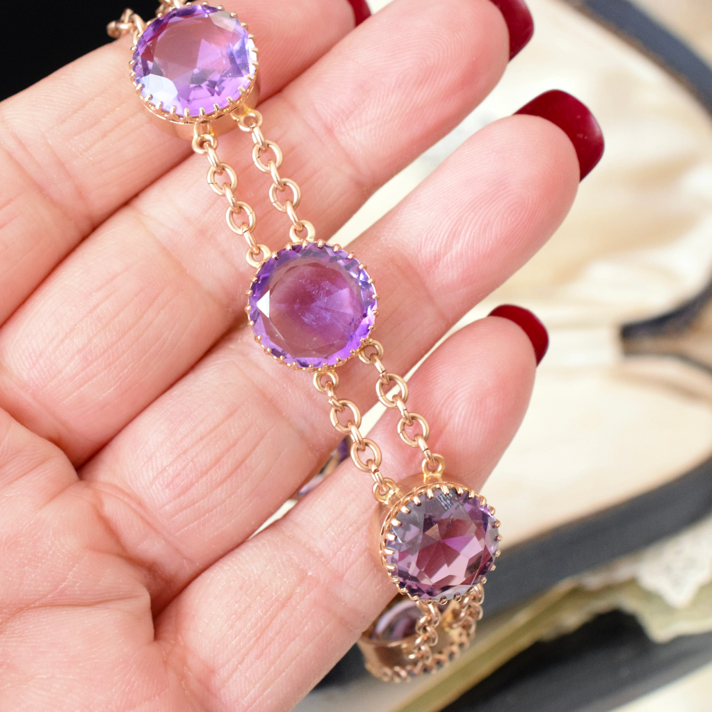 Antique Victorian 9ct Rose Gold Amethyst Bracelet Circa 1890