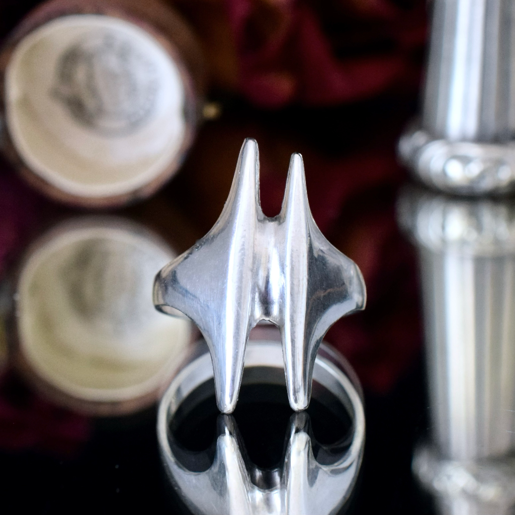 Modernist Vintage Sterling Silver Henning Koppel For Georg Jensen Ring Style Number 126
