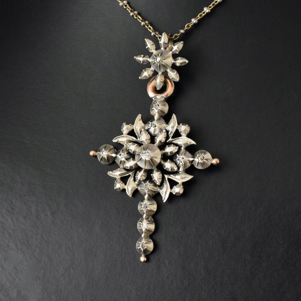 Antique Early Victorian Belgian ‘Flemish’ Diamond Cross Circa 1850