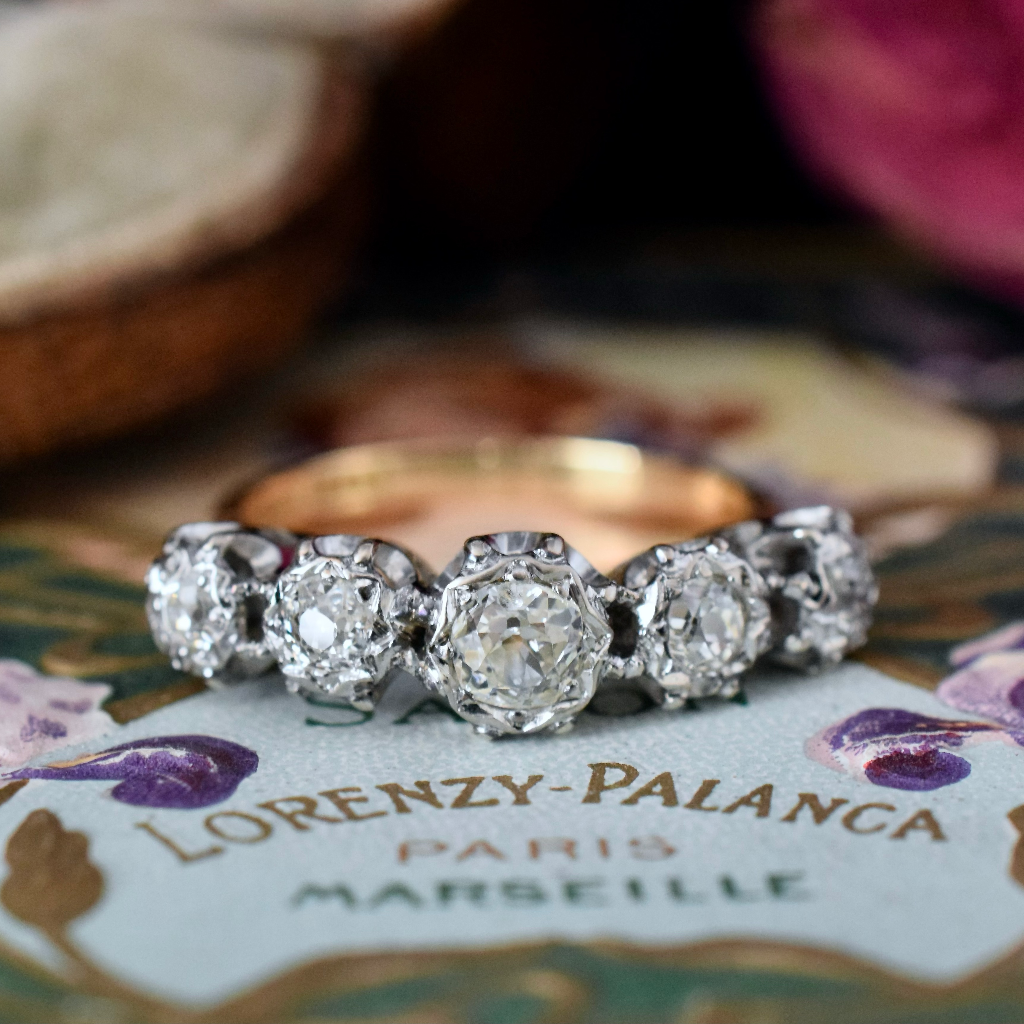 Antique/Vintage 18ct Yellow Gold And Palladium Diamond Half Hoop Ring Independent Valuation Included In Purchase For $3600 AUD