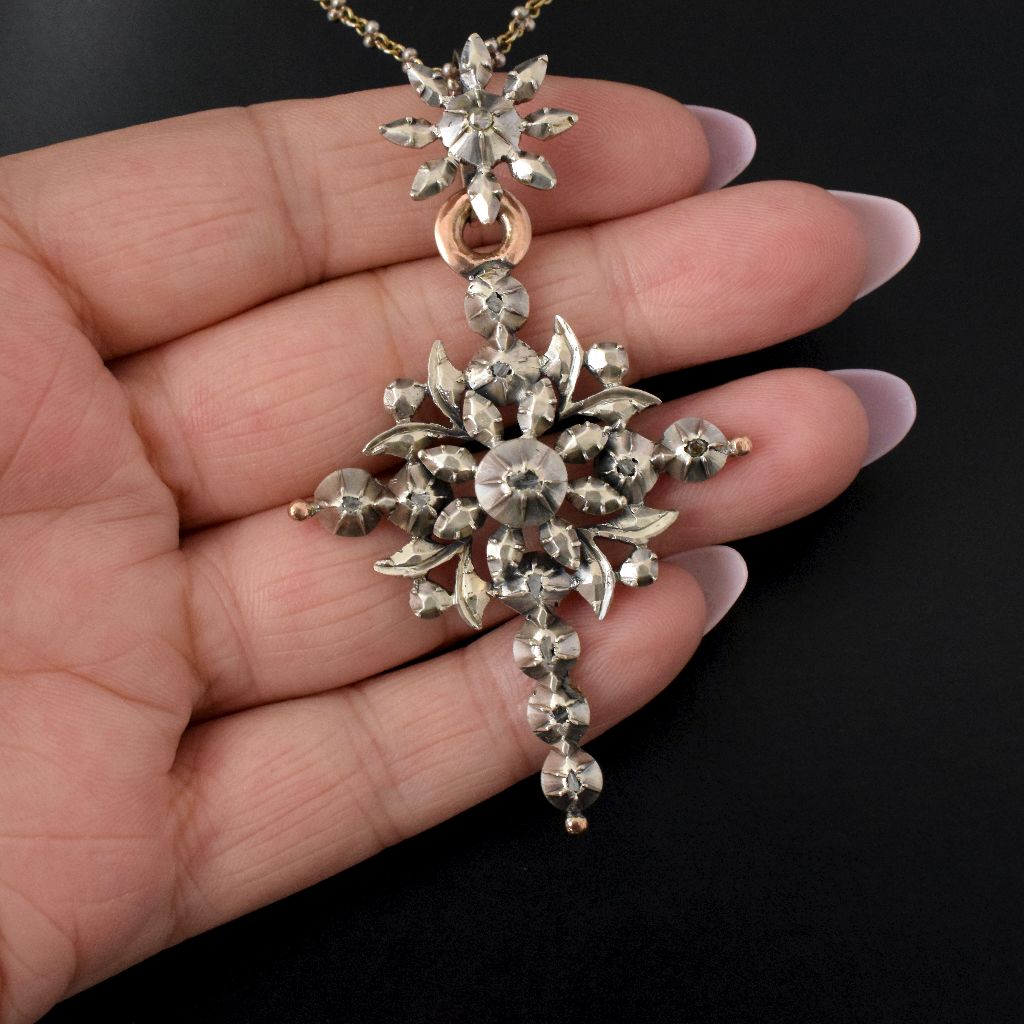 Antique Early Victorian Belgian ‘Flemish’ Diamond Cross Circa 1850
