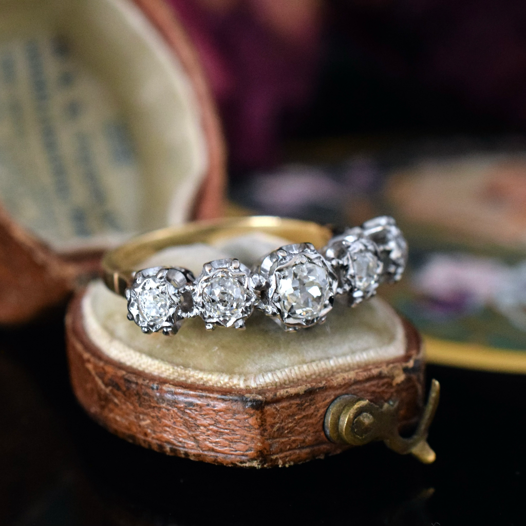 Antique/Vintage 18ct Yellow Gold And Palladium Diamond Half Hoop Ring Independent Valuation Included In Purchase For $3600 AUD