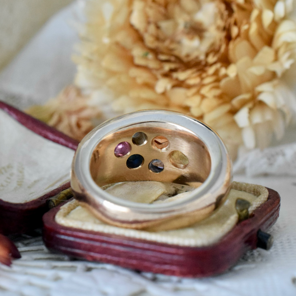 Modern Bespoke 9ct Pale Pink Gold Multi Sapphire Ring Independent Valuation Included For $13,500 AUD