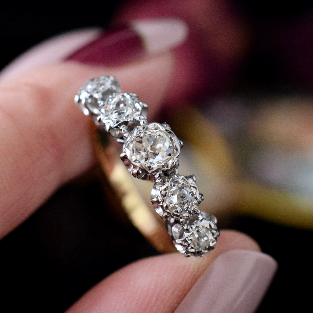 Antique/Vintage 18ct Yellow Gold And Palladium Diamond Half Hoop Ring Independent Valuation Included In Purchase For $3600 AUD