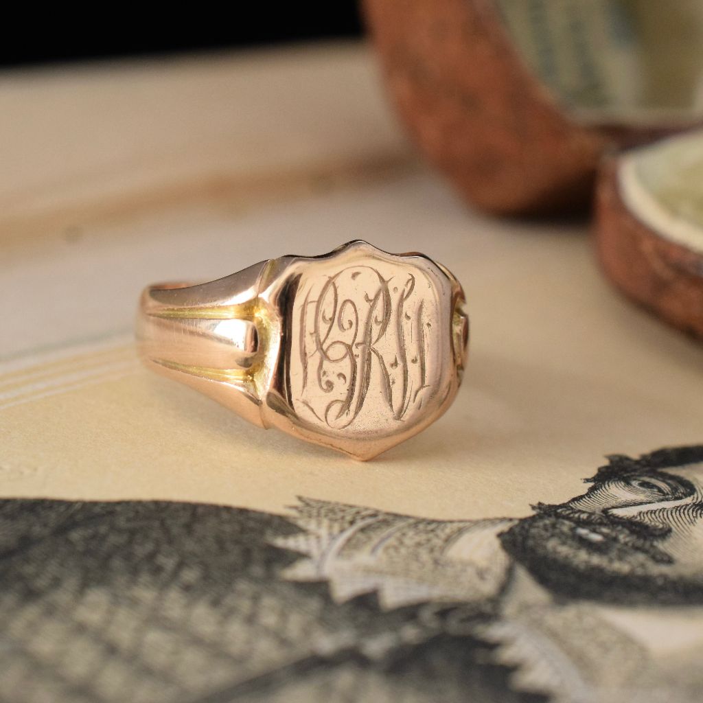 Antique Australian 15ct Rose Gold Signet Ring Circa 1925