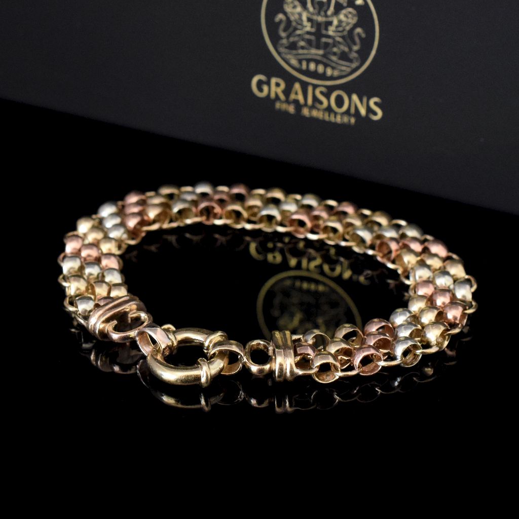 Modern Tri-Colour Rolo Belcher Link Bracelet