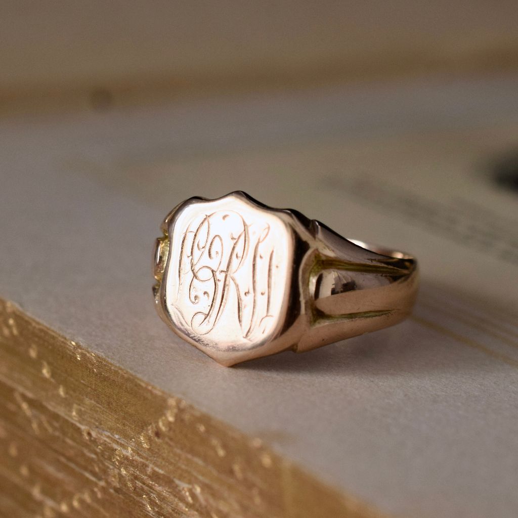 Antique Australian 15ct Rose Gold Signet Ring Circa 1925