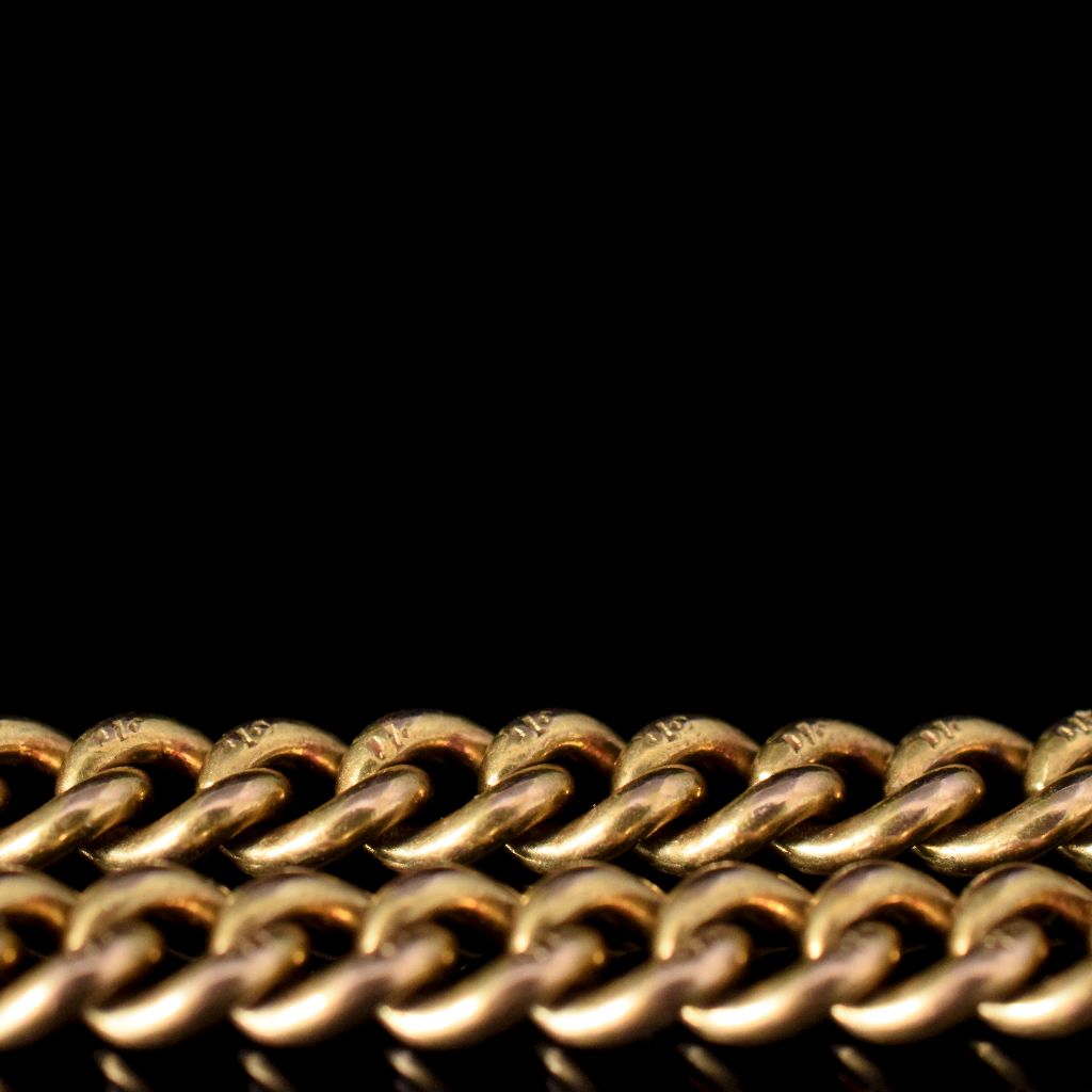 Antique Australian 15ct Yellow Gold Double Albert Watch Chain Circa 1900