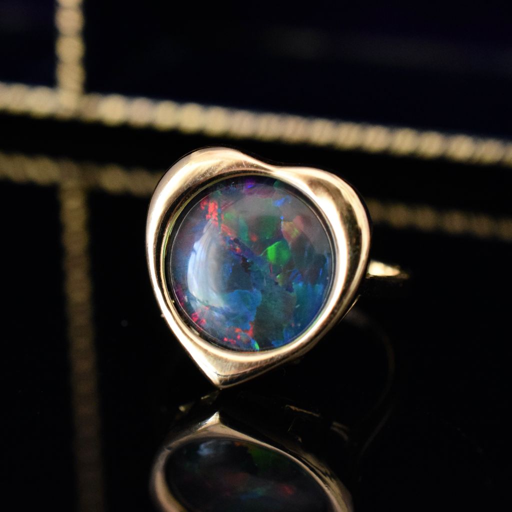Vintage 14ct Yellow Gold Opal Triplet ‘Heart’ Ring