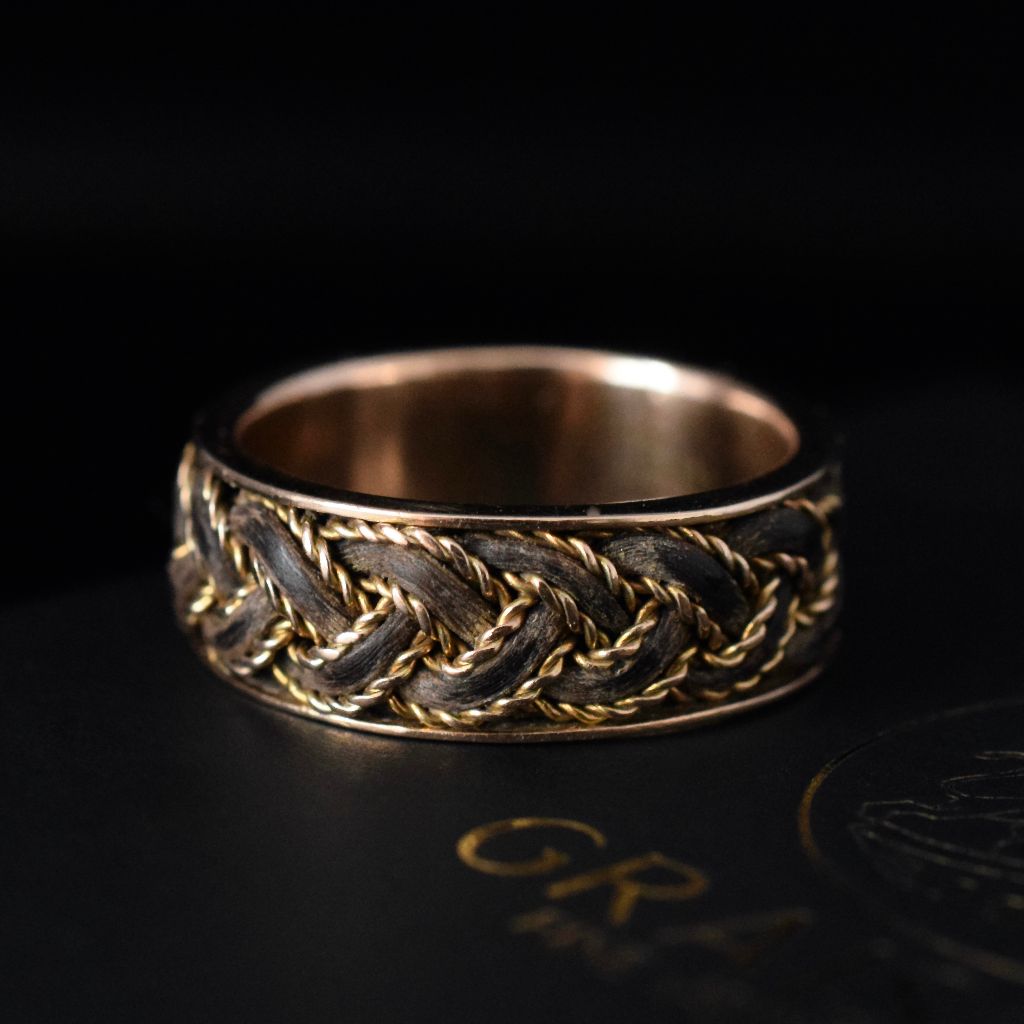 Vintage 9ct Rose Gold Braided Elephant Hair Ring