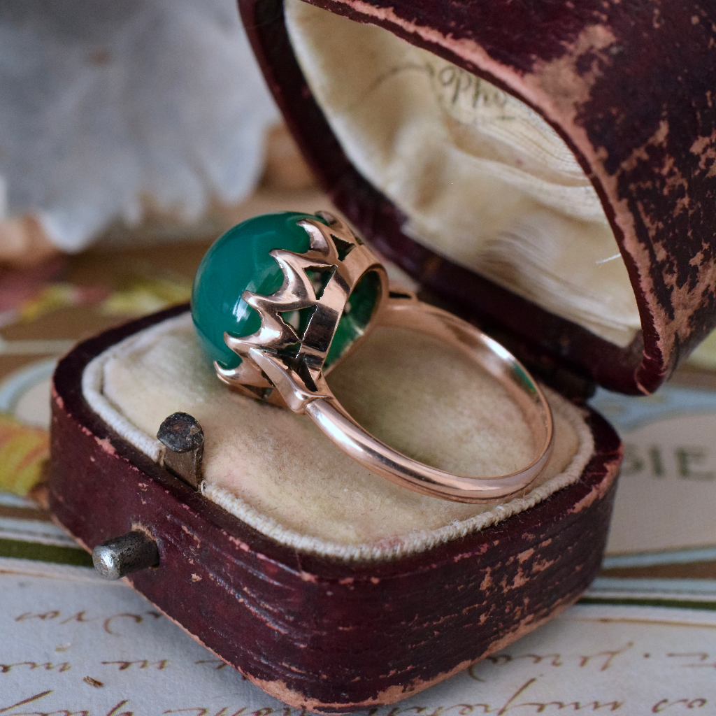 Vintage 9ct Rose Gold Green Quartz Ring