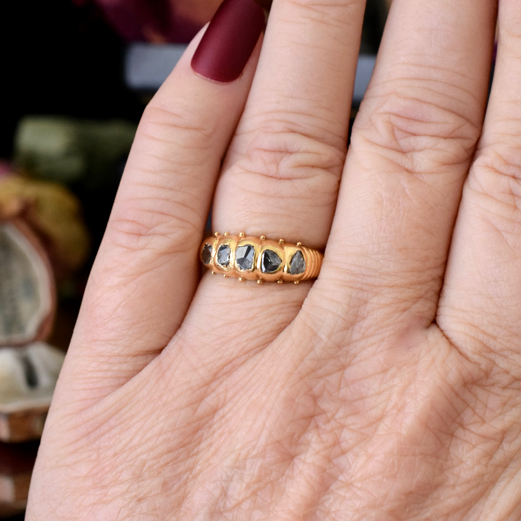 Georgian Or Georgian Style 18ct Yellow Gold And Black Rough Rose Cut Diamond Ring