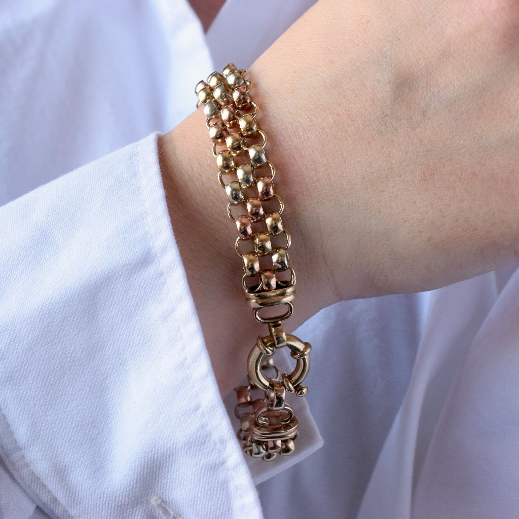 Modern Tri-Colour Rolo Belcher Link Bracelet