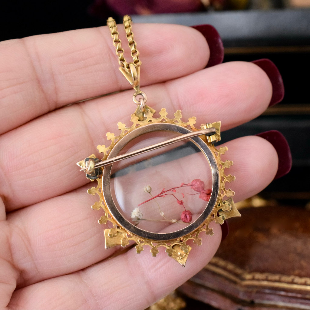 Antique Edwardian Australian 9ct Gold Double Sided Pearl Photo Locket Circa 1910