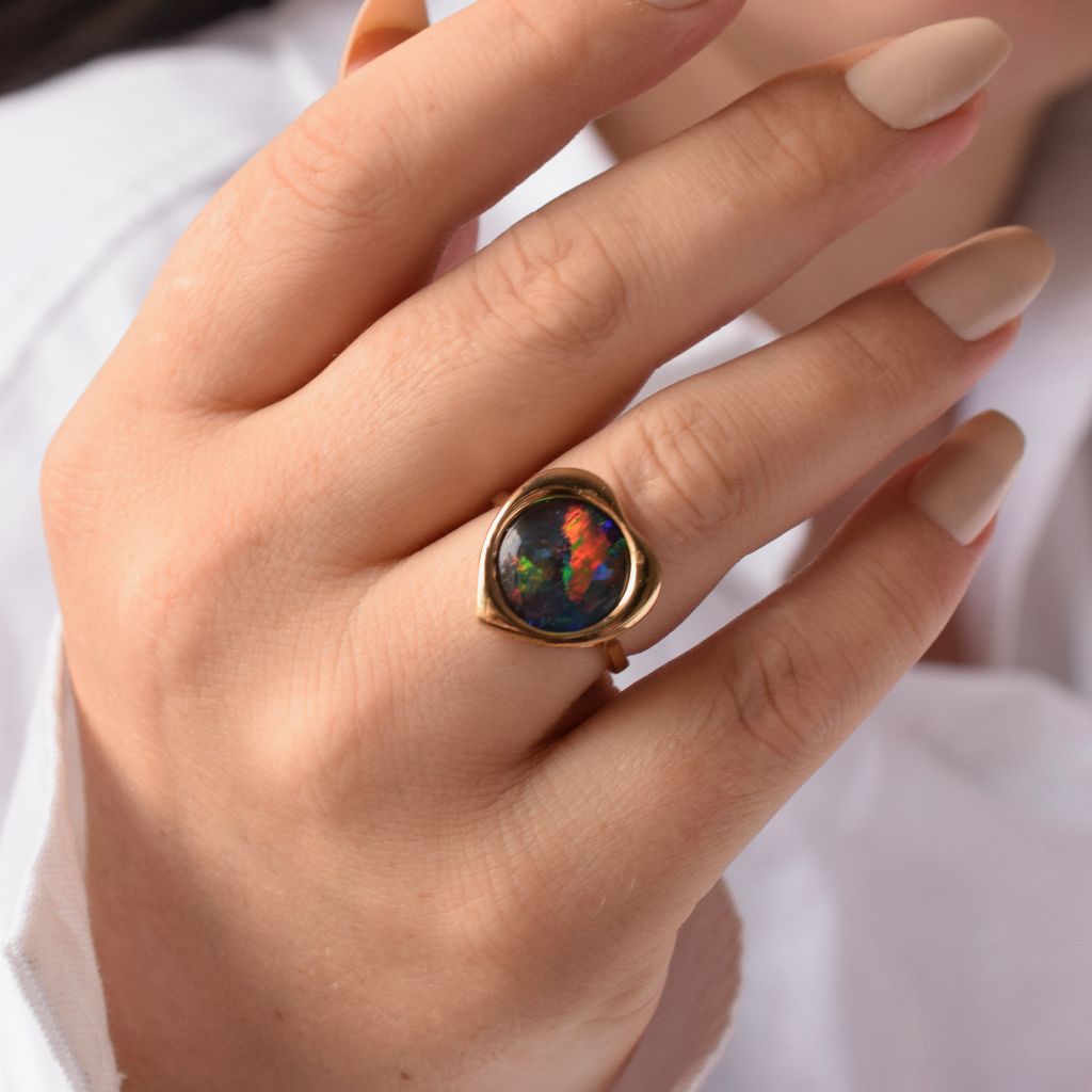 Vintage 14ct Yellow Gold Opal Triplet ‘Heart’ Ring