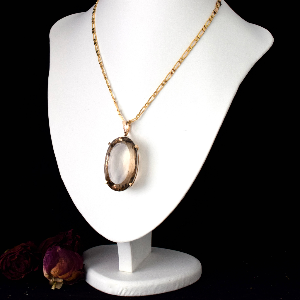 Impressive 14ct Rose Gold Smoky Quartz Pendant - 165cts