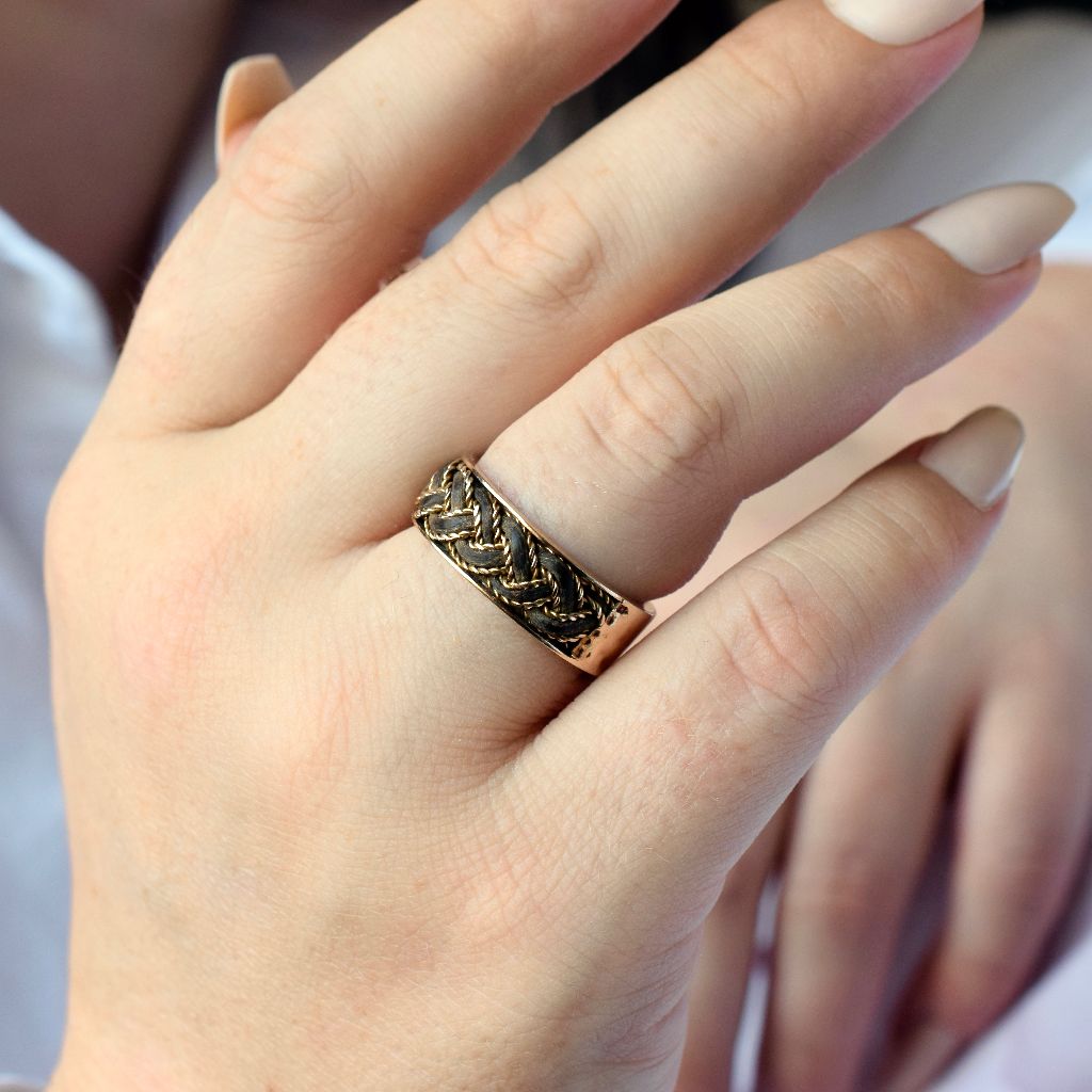 Vintage 9ct Rose Gold Braided Elephant Hair Ring