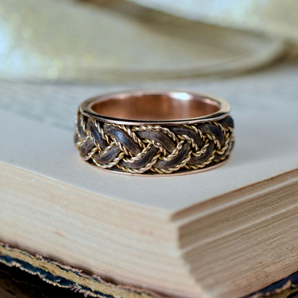 Vintage 9ct Rose Gold Braided Elephant Hair Ring