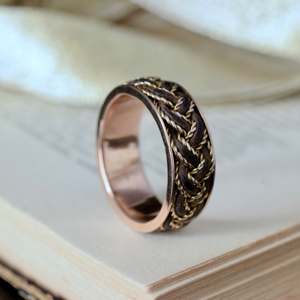Vintage 9ct Rose Gold Braided Elephant Hair Ring