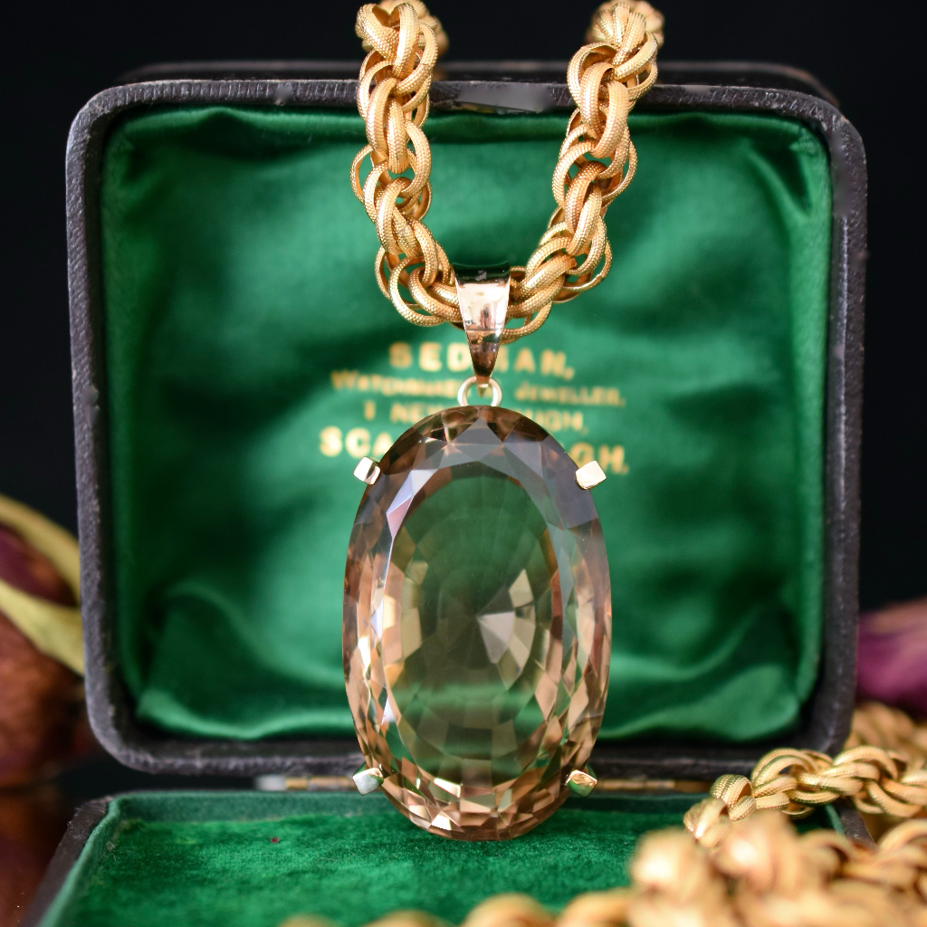 Impressive 14ct Rose Gold Smoky Quartz Pendant - 165cts