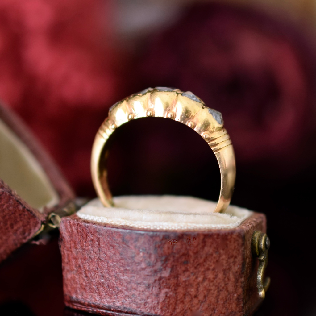Georgian Or Georgian Style 18ct Yellow Gold And Black Rough Rose Cut Diamond Ring