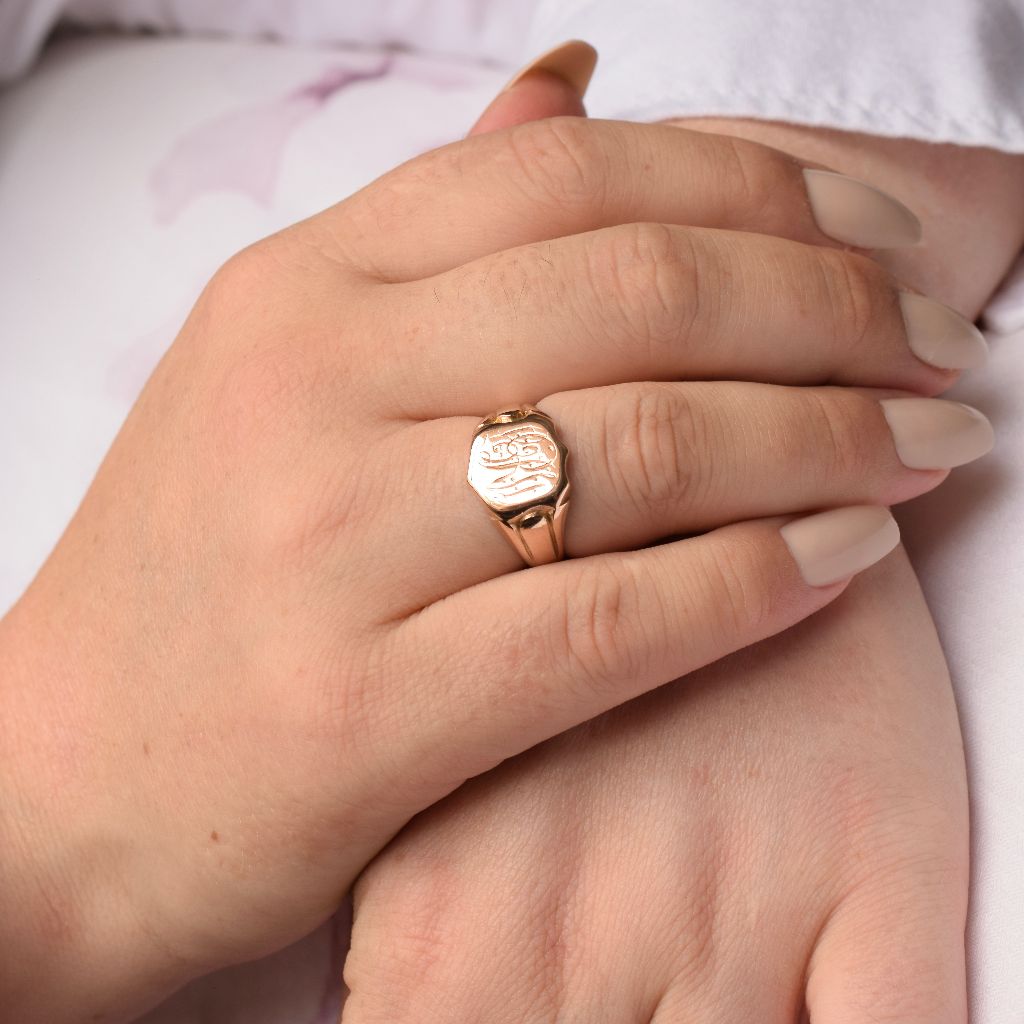Antique Australian 15ct Rose Gold Signet Ring Circa 1925