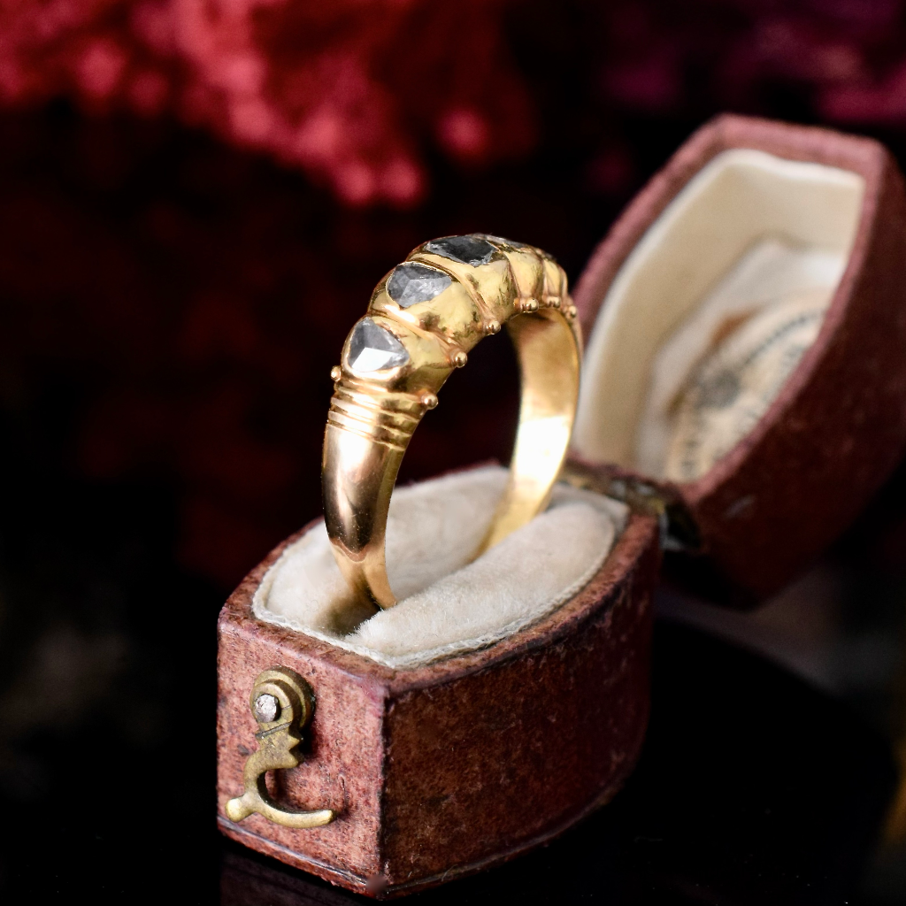 Georgian Or Georgian Style 18ct Yellow Gold And Black Rough Rose Cut Diamond Ring