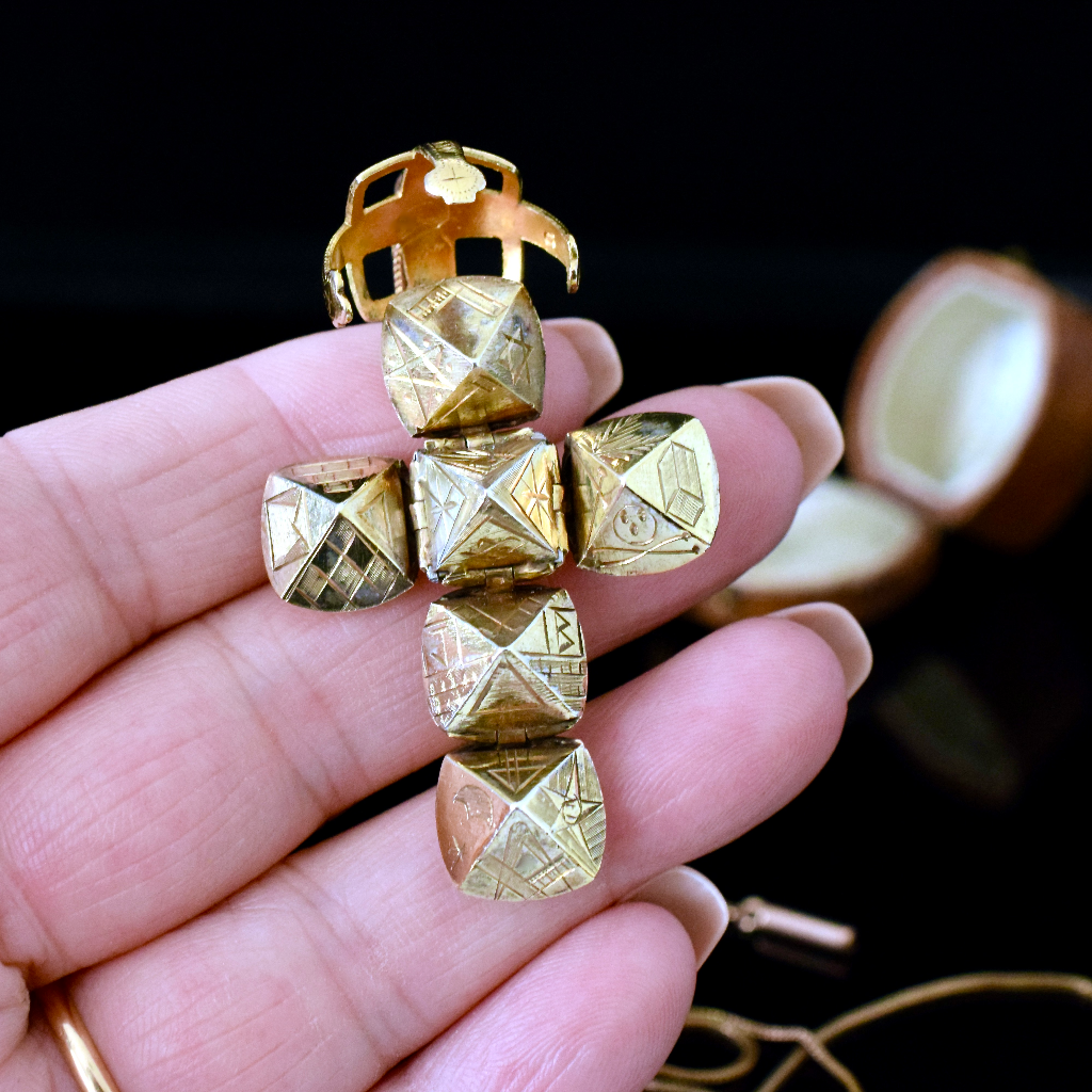 Antique British Masonic Orb Pendant 9ct Yellow Gold and Silver - 12 Grams