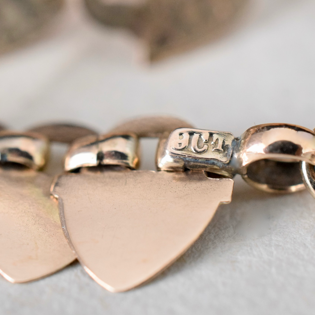 Stunning Vintage 9ct Rose Gold Etched Heart Necklace And Earrings Set Circa 1940