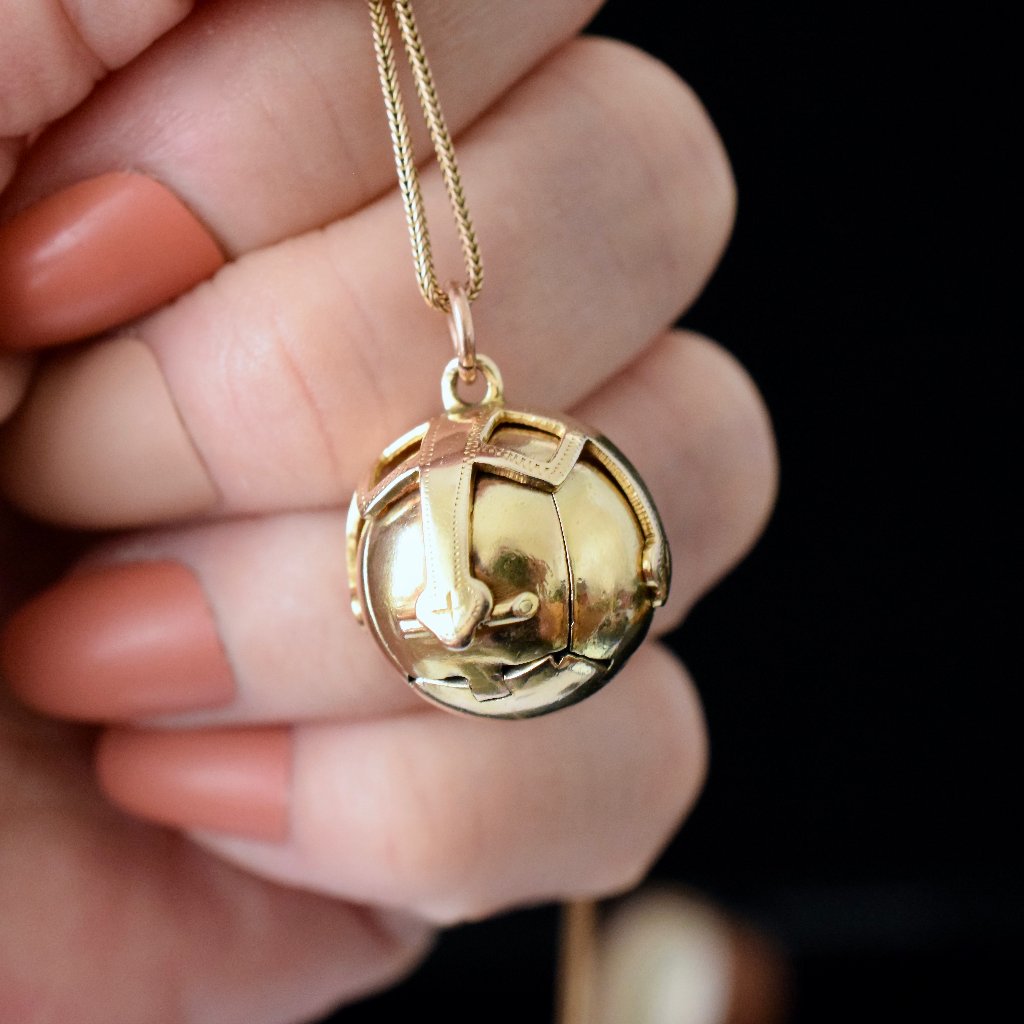 Antique British Masonic Orb Pendant 9ct Yellow Gold and Silver - 12 Grams