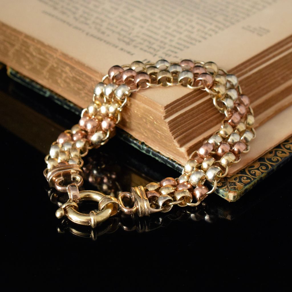 Modern Tri-Colour Rolo Belcher Link Bracelet
