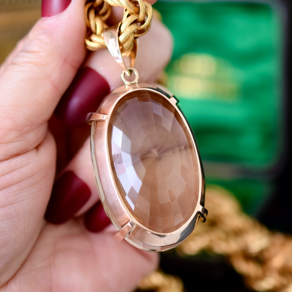 Impressive 14ct Rose Gold Smoky Quartz Pendant - 165cts