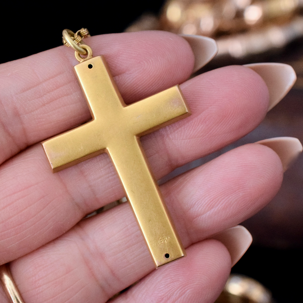 Antique Australian 9ct Gold Green Garnet Doublet Cross Circa 1910