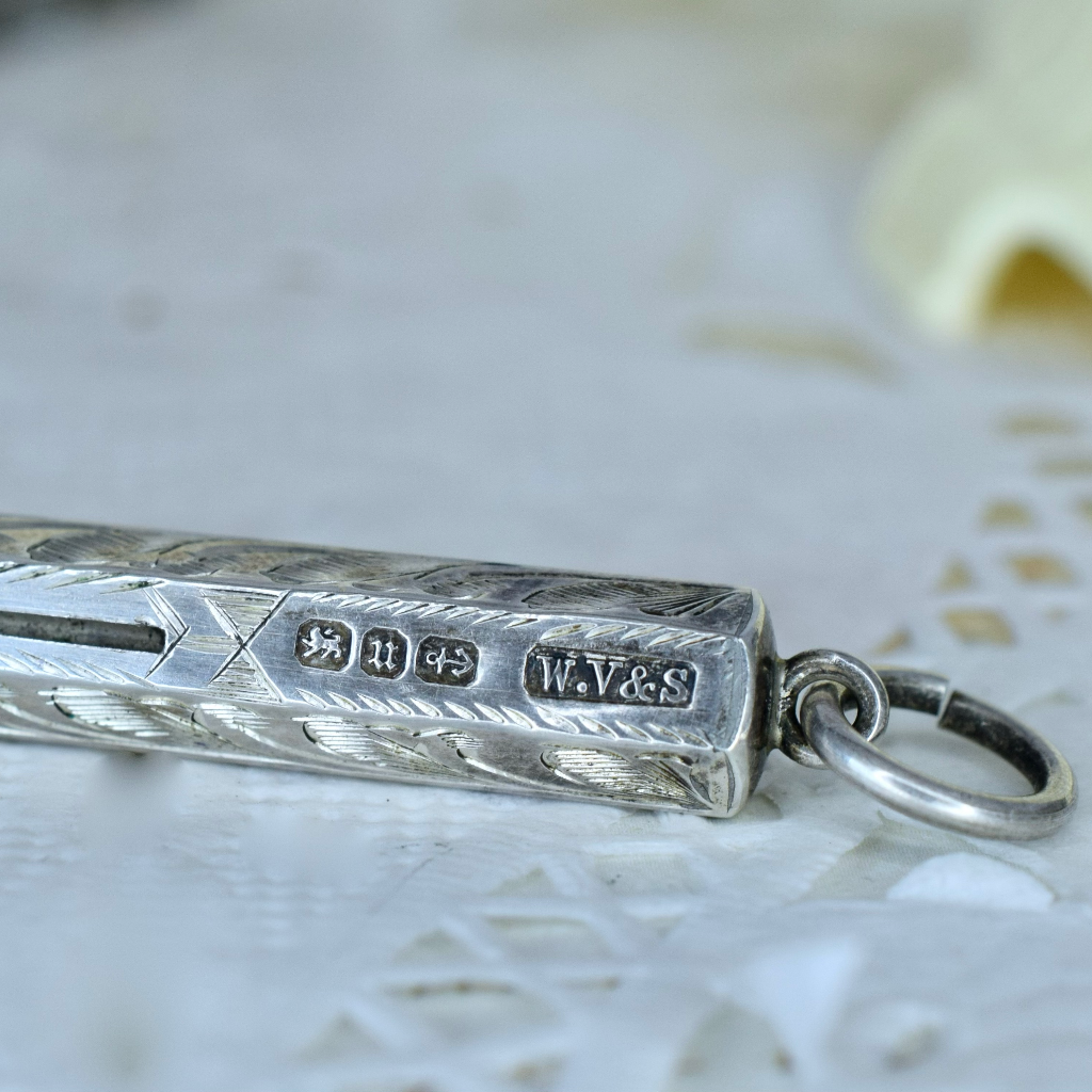 Antique Victorian Sterling Silver Propelling Combination Pencil And Dip Pen - 1894