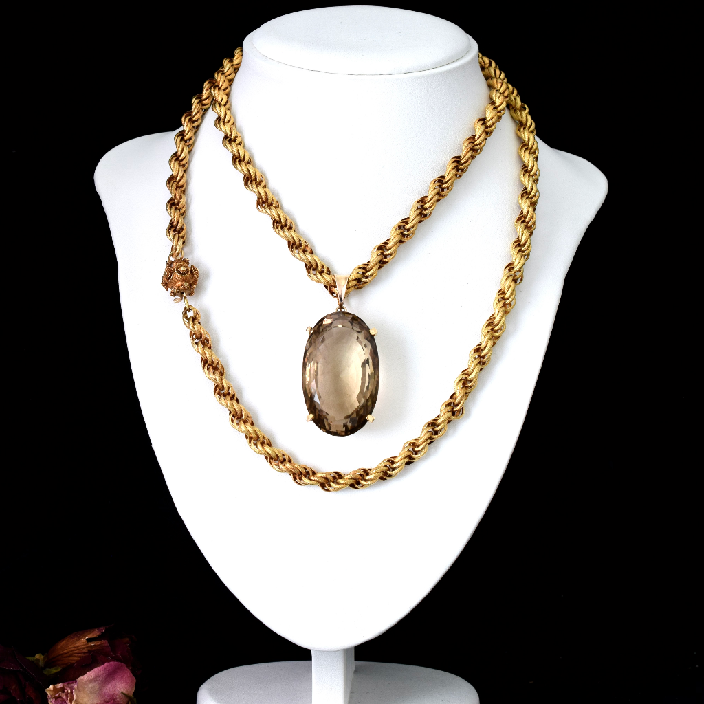 Impressive 14ct Rose Gold Smoky Quartz Pendant - 165cts