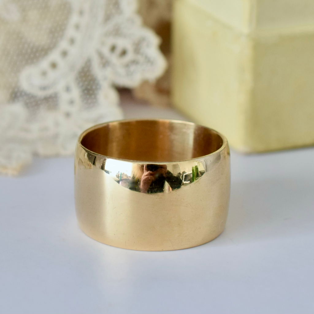 Modern 9ct Yellow Gold Wide Cigar Band (1.2cm wide)