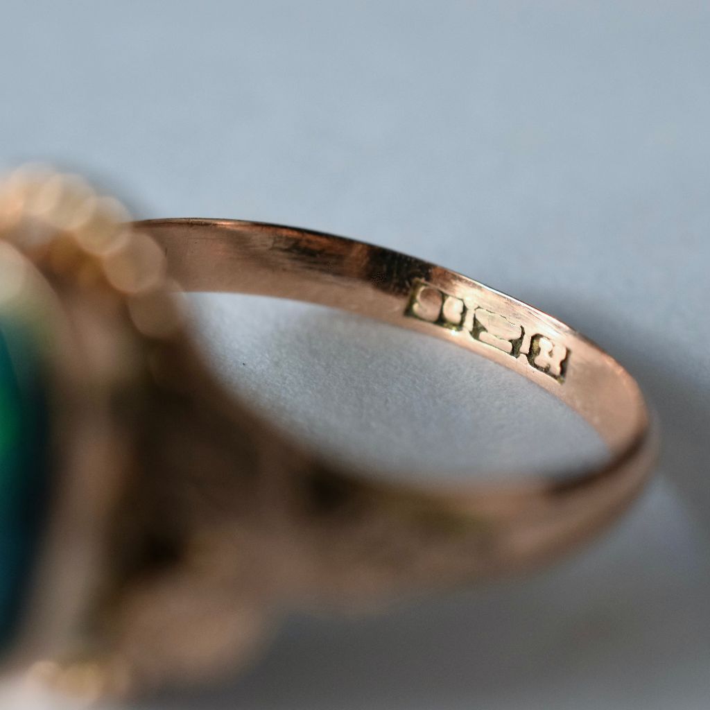 Antique Australian 9ct Rose Gold And Solid Black Opal Ring By W.F Cole & S.Hoffnung & Co