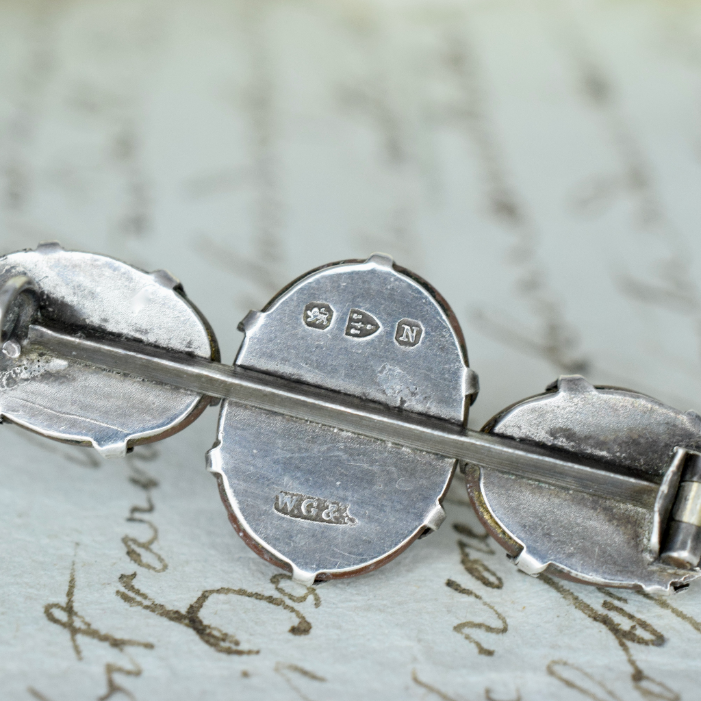 Superb Antique Arts & Crafts Era Saphiret And Sterling Silver Brooch - Chester 1896
