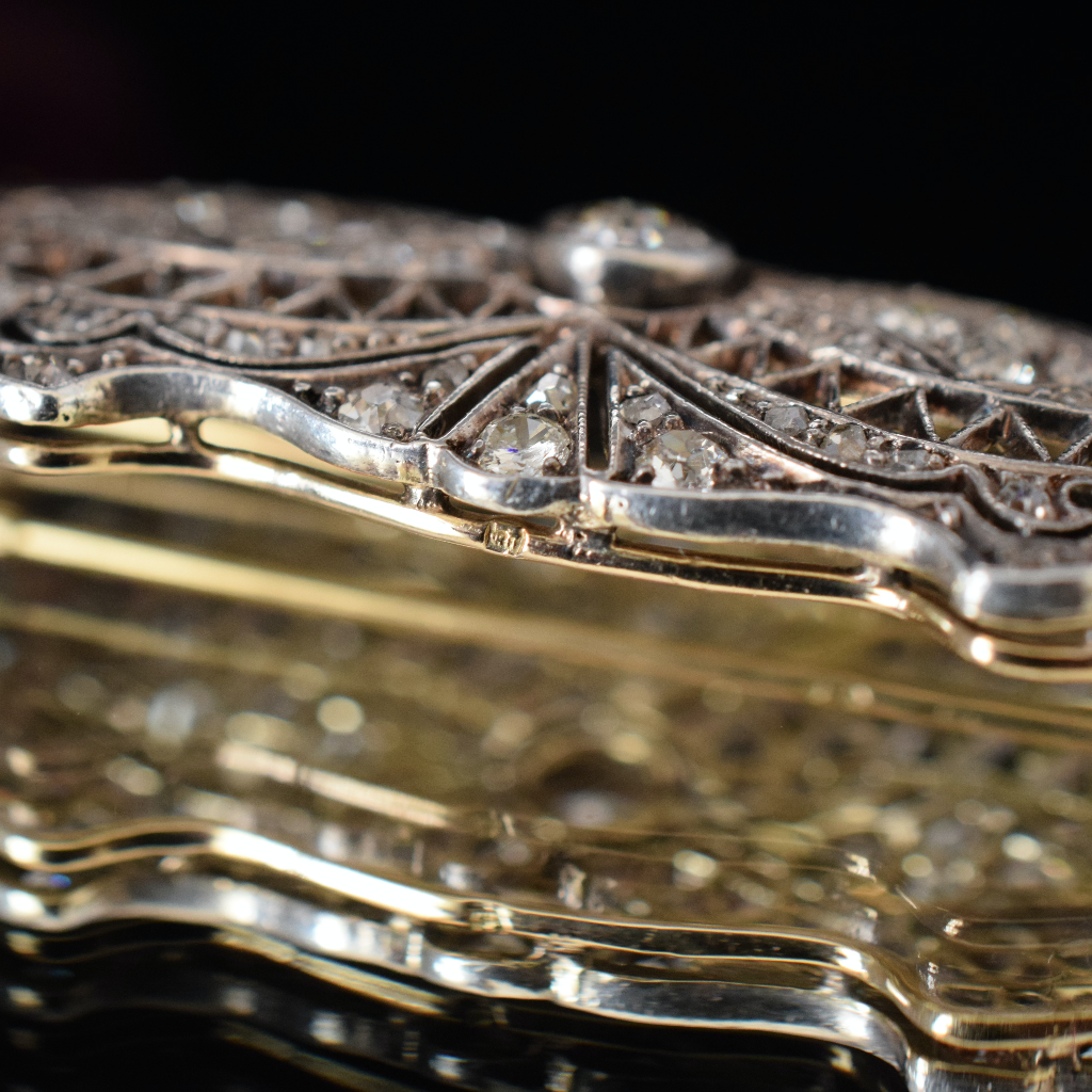 Antique Art Deco 14ct Gold And Diamond Brooch Circa 1925