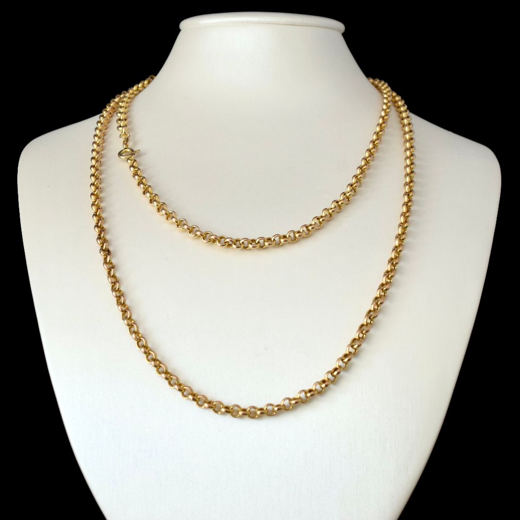 Modern 9ct Yellow Gold Italian Belcher Link Chain 88cm