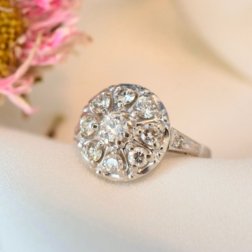 Antique/Vintage 18ct And Platinum Diamond Daisy Cluster Ring