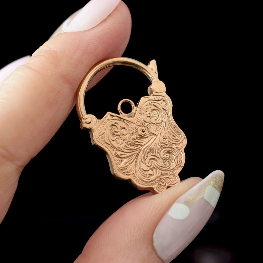 Modern Antique Style 9ct Rose Gold Padlock Clasp