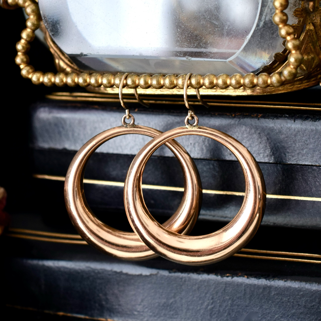 Vintage 9ct Rose Gold Front Facing Creole Hoop Earrings