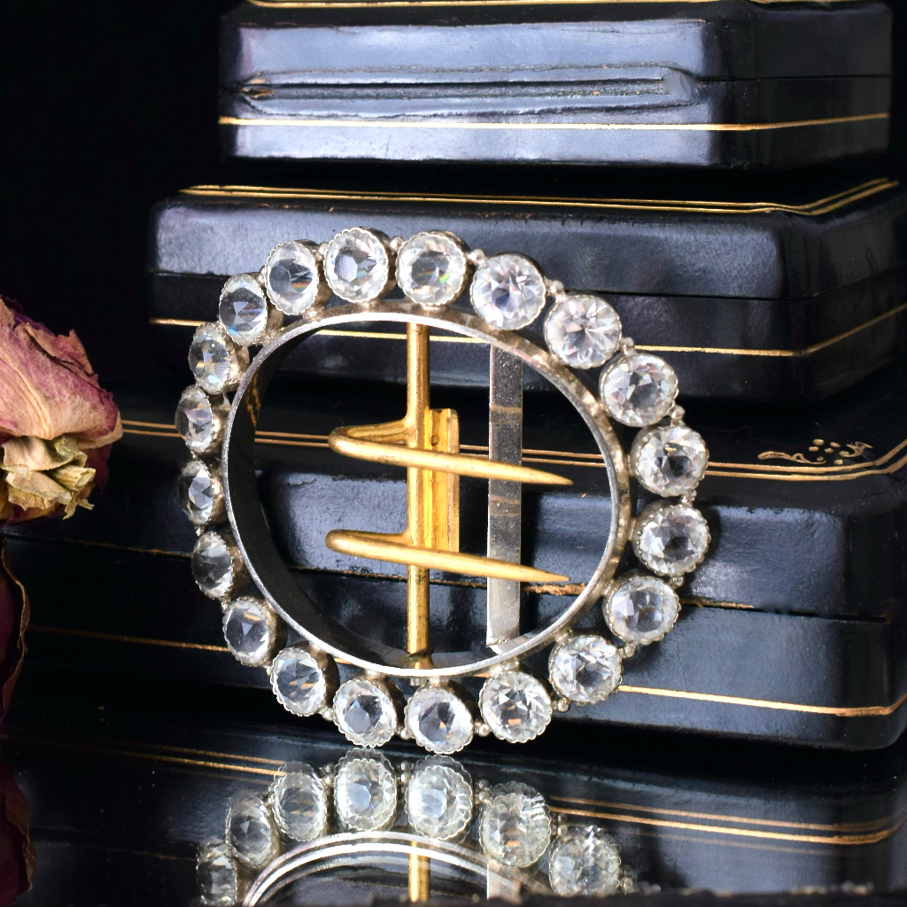 Antique Victorian/Edwardian Paste, Sterling Silver And Gilt ‘Sash’ Buckle Circa 1900