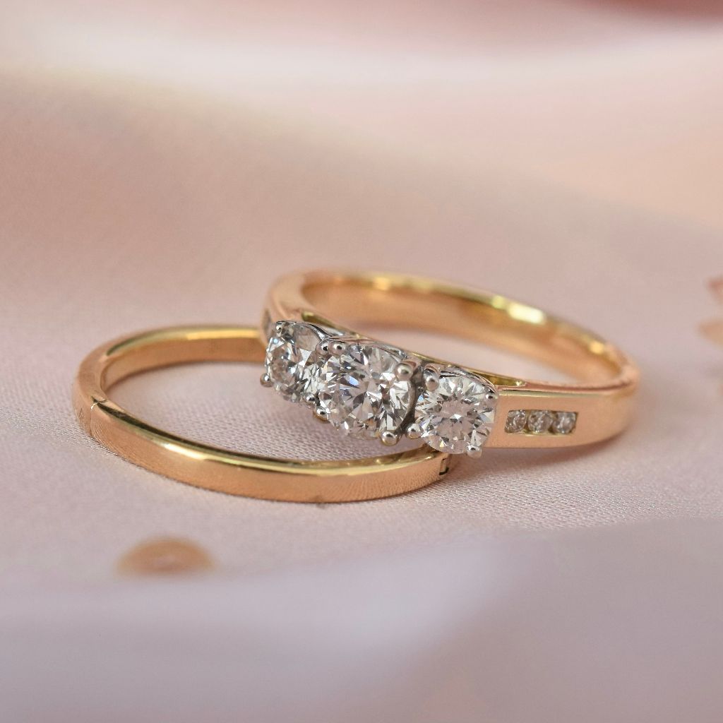 Modern 18ct Yellow Gold And Diamond Trilogy Ring 0.70ct (Independent Valuation Included In Purchase For $6,800)