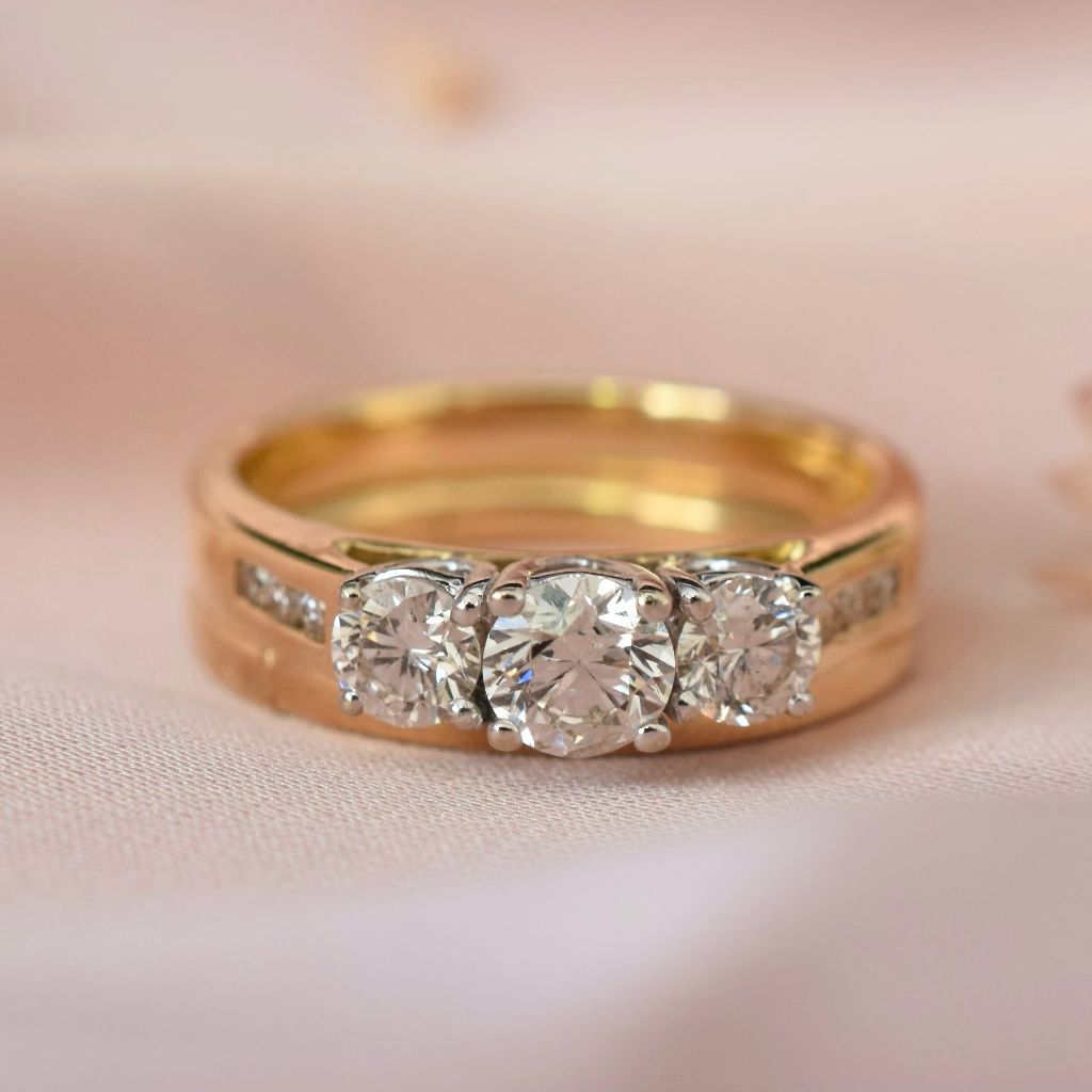 Modern 18ct Yellow Gold And Diamond Trilogy Ring 0.70ct (Independent Valuation Included In Purchase For $6,800)