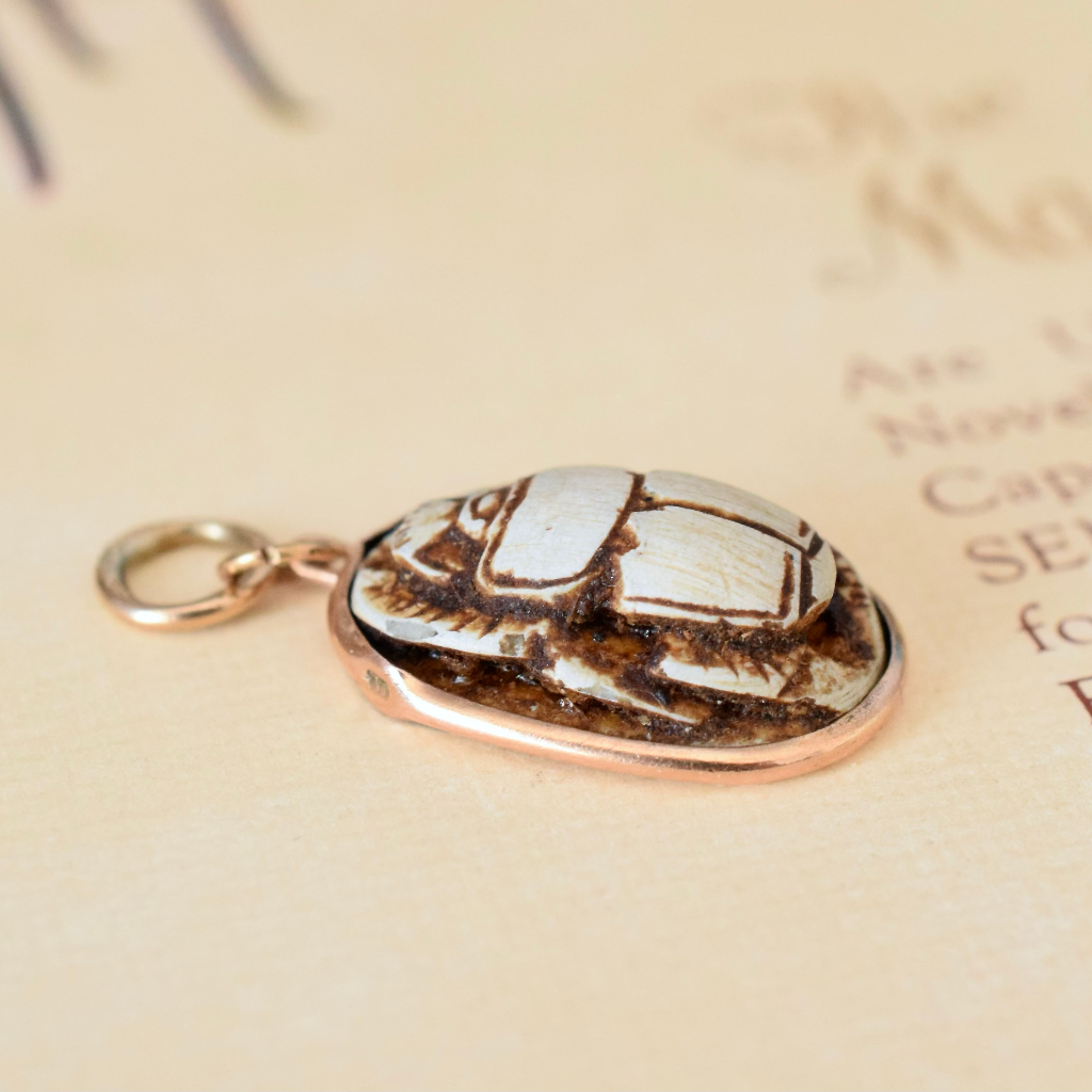 Antique Art Deco Era Egyptian Revival Scarab Charm Pendant Circa 1925