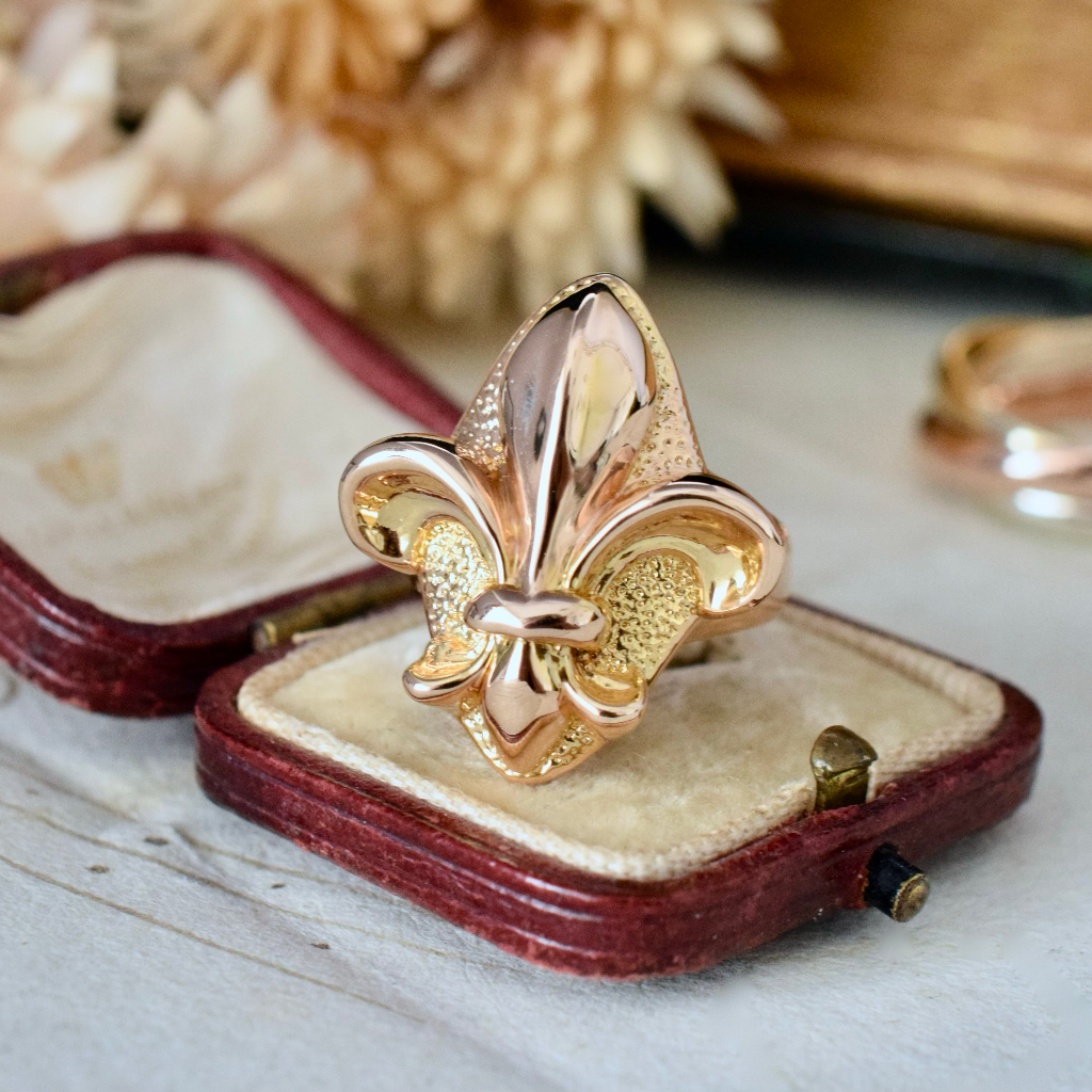 Modern Italian 14ct Rose Gold ‘Fleur De Lys’ Ring