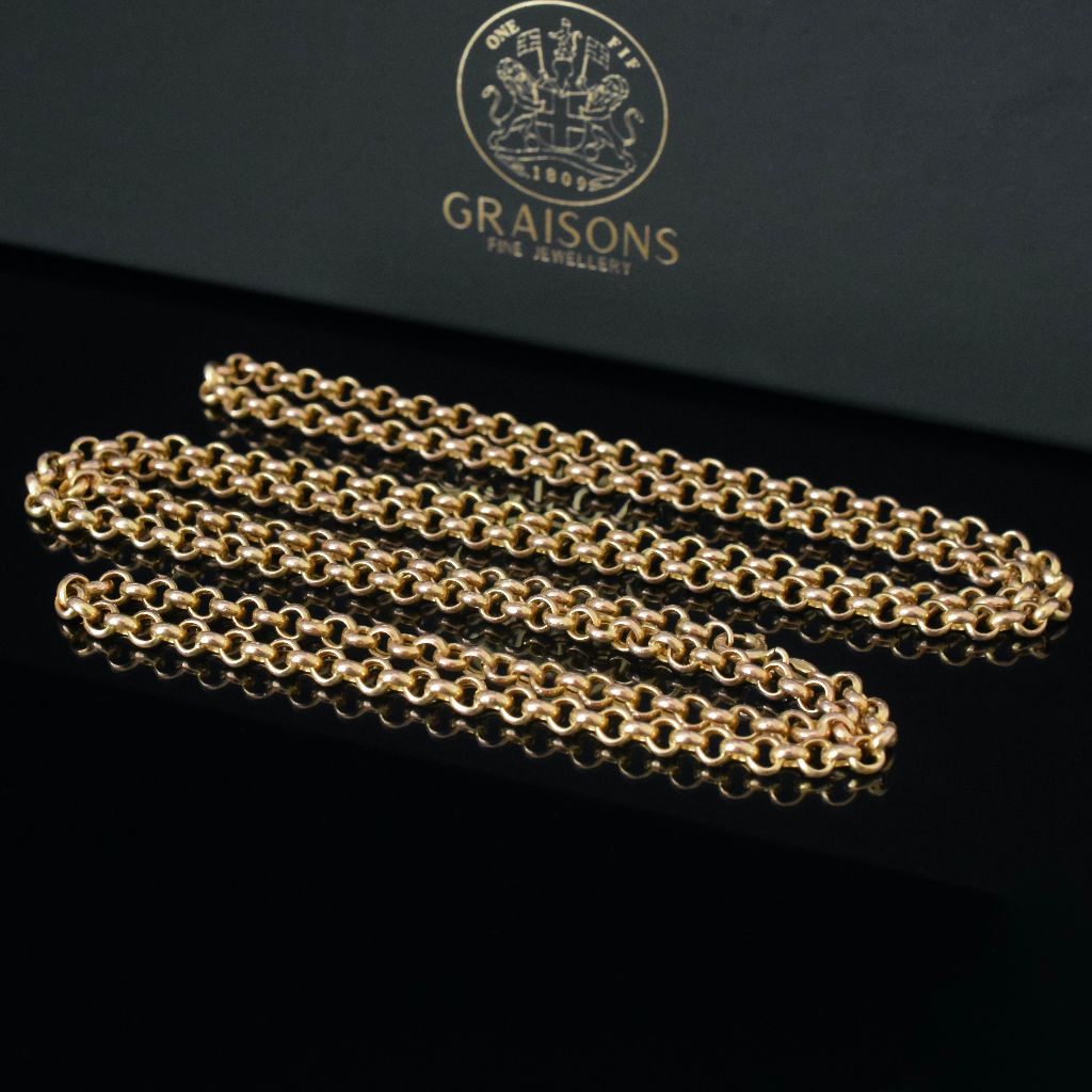 Modern 9ct Yellow Gold Italian Belcher Link Chain 88cm