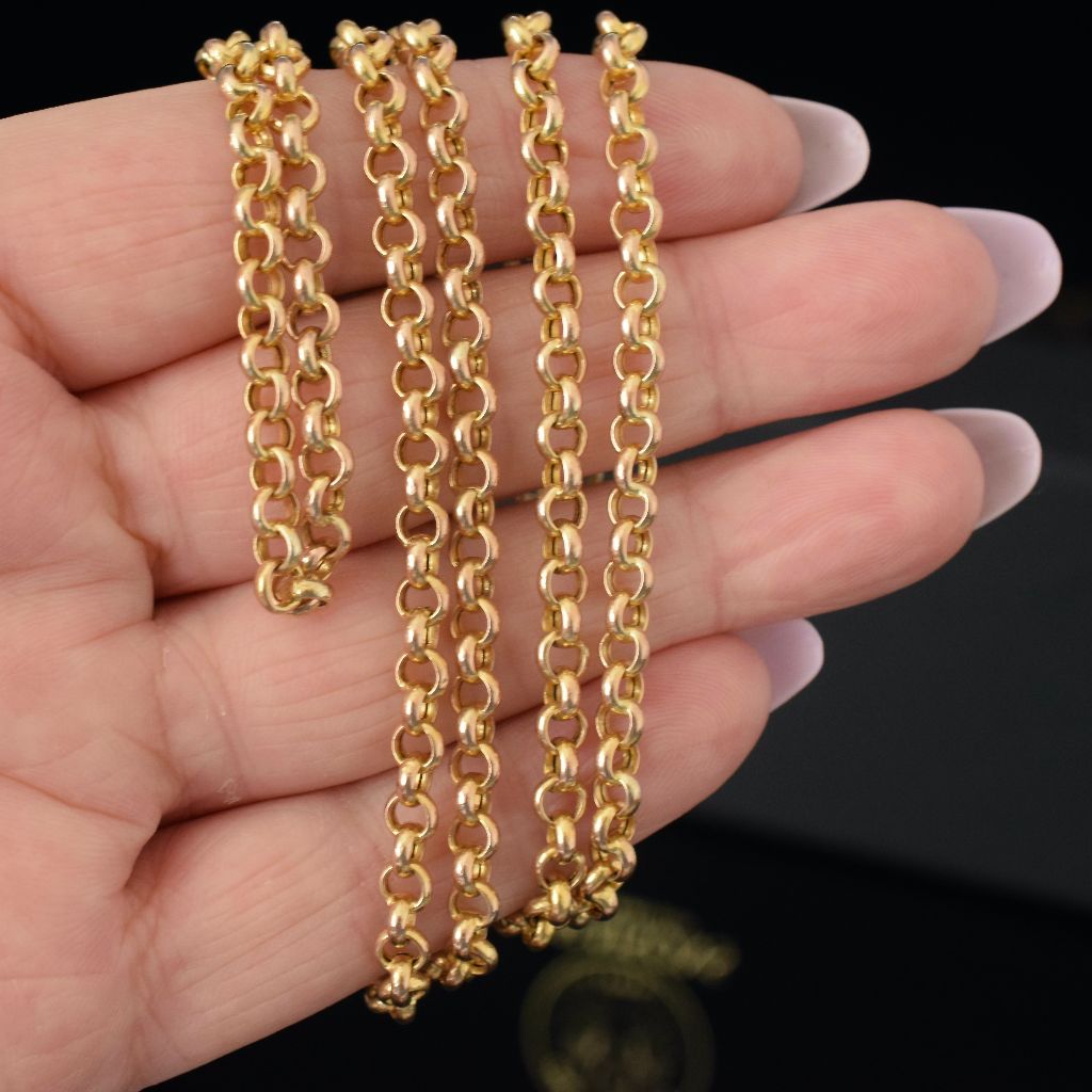 Modern 9ct Yellow Gold Italian Belcher Link Chain 88cm